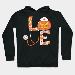 Love Nurse Halloween Gift With Pumpkin Hoodie